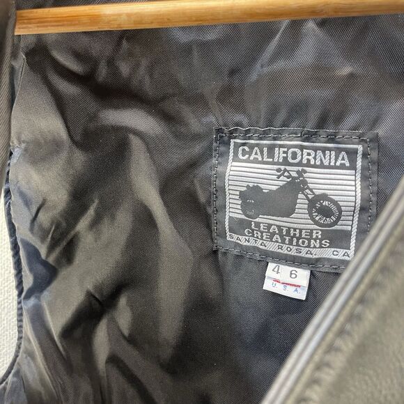 Vintage California Leather Creations Genuine Leather Motorcycle Vest Size 46 - Picture 8 of 9